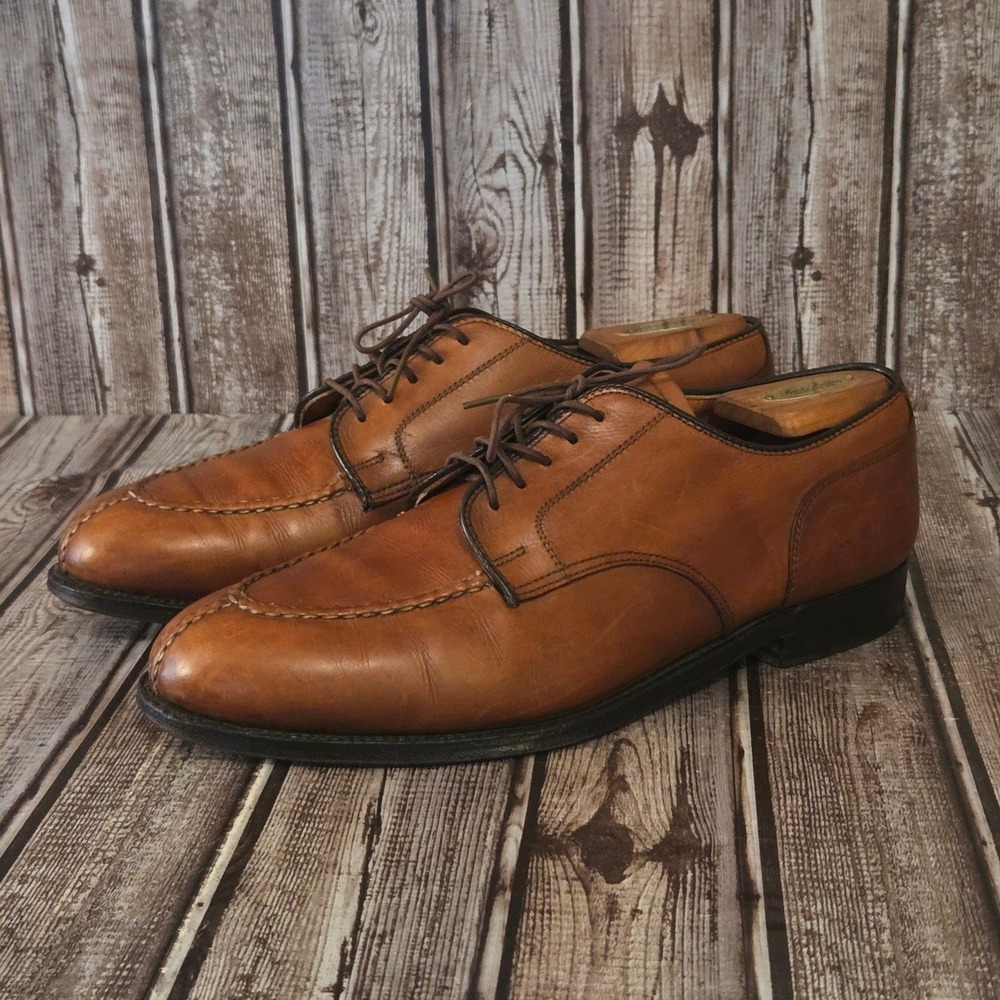 Sz 8.5 B/D Mens Alden Norwegian Front Blucher Burnished Tan Calf Derby Shoes